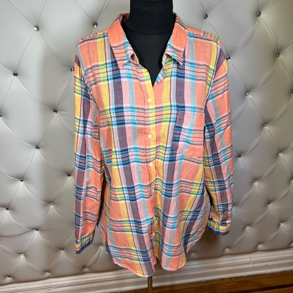 Old Navy Colorful Plaid Button-Up Shirt Size XL